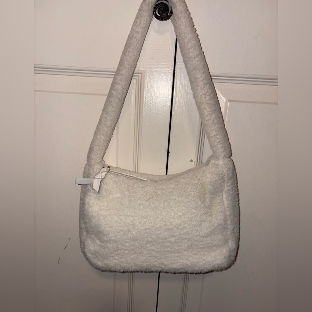 White fluffy purse